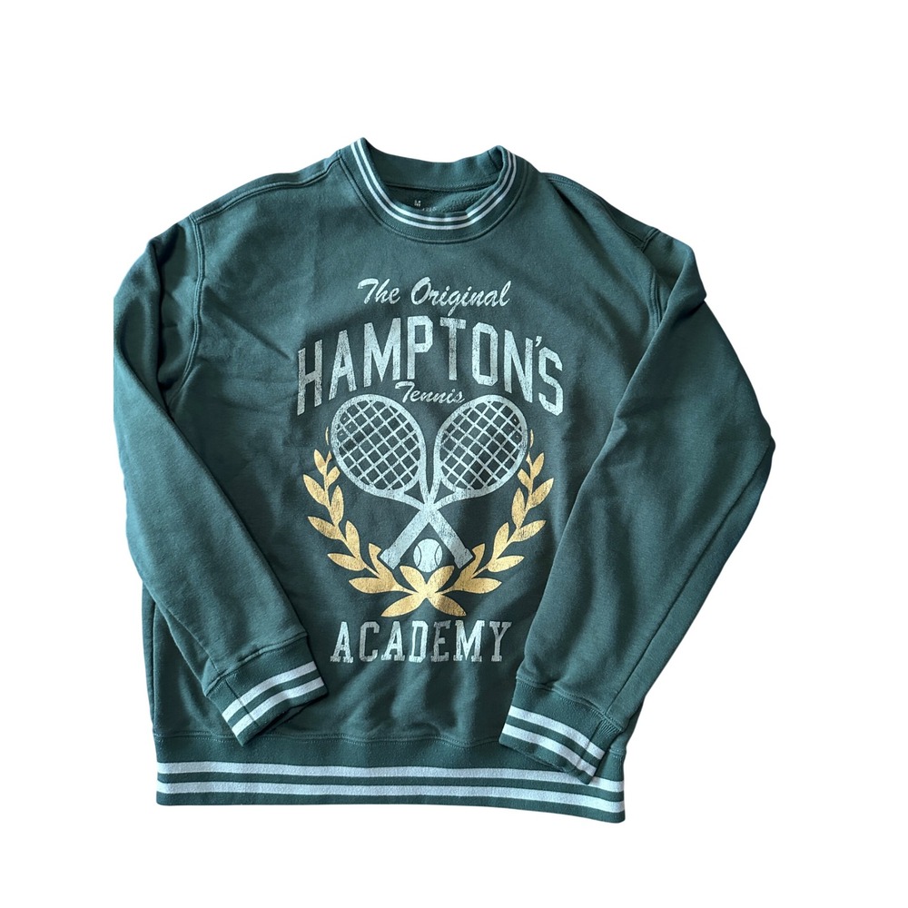 Goodie Two Sleeves Hamptons Tennis Academy Sweatshirt Mens Medium Green Striped